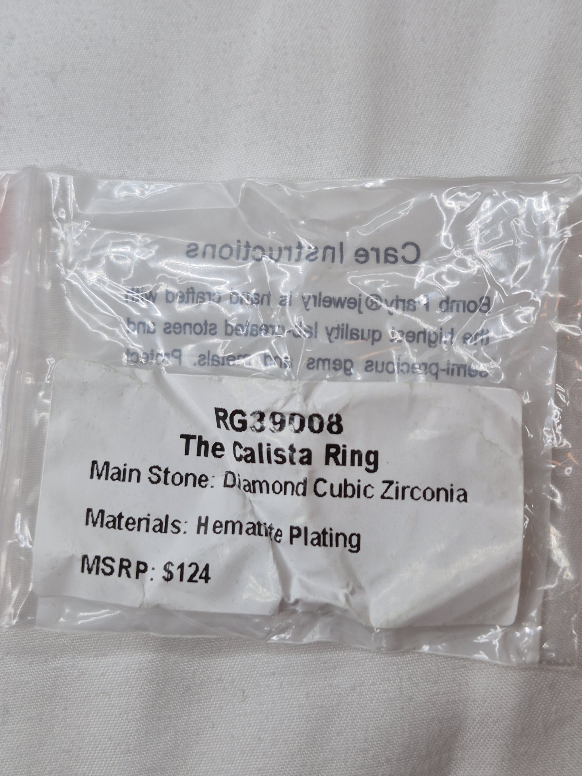 Bomb Party Ring Size 7 “The Calista Ring” Clear Cz On Hematite Plating