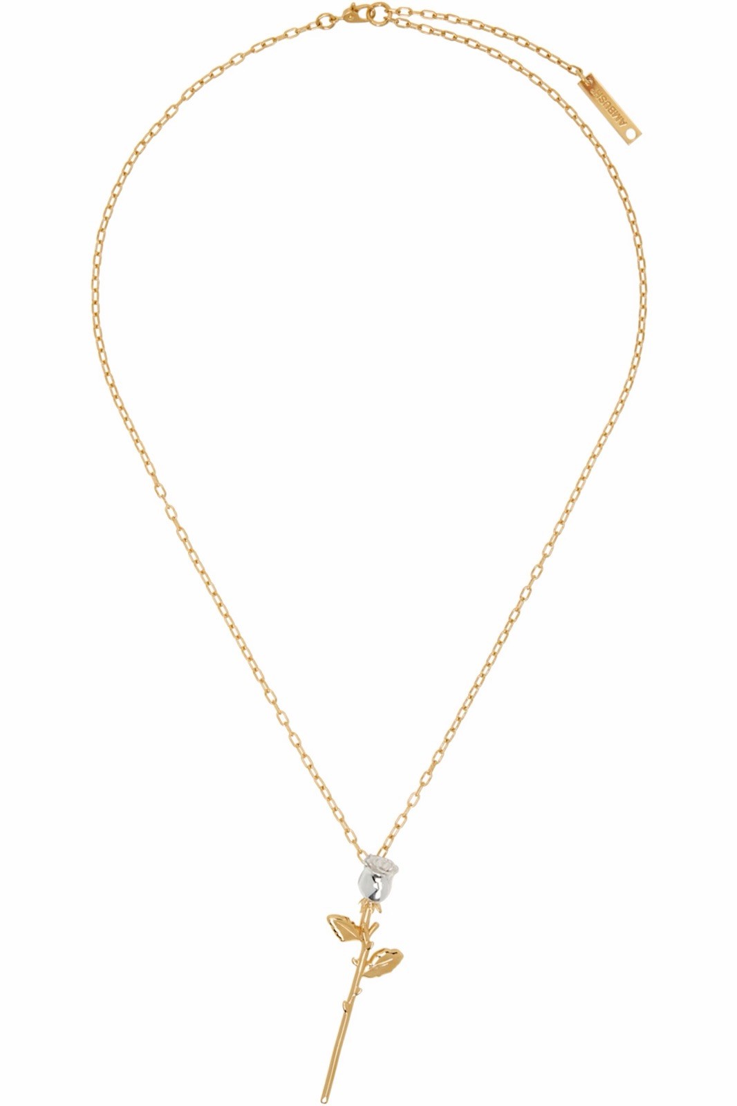 AMBUSH Rose Flower Metal Silver Gold Charm Pendant Necklace Unisex Jewelry