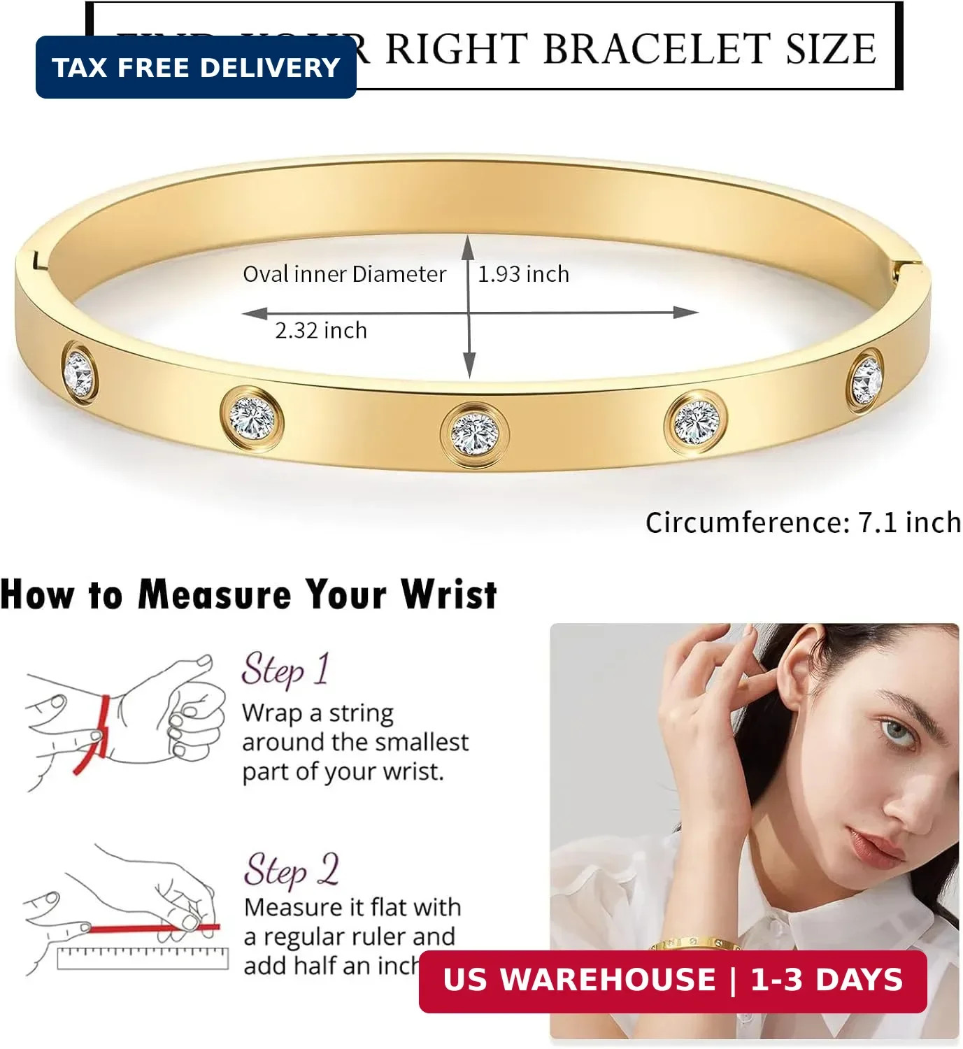 PDWZNBA 18K Gold-Plated Love Friendship Bracelets Trendy Stainless Steel Bangle