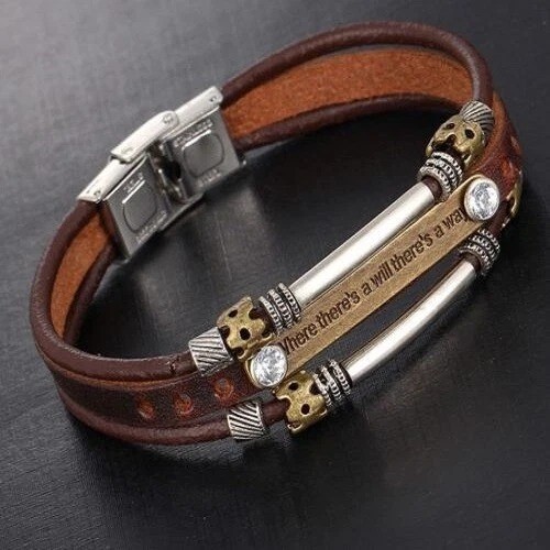 5pcs Unisex Braided Leather Charm Bracelet Adjustable Fashion Bangle