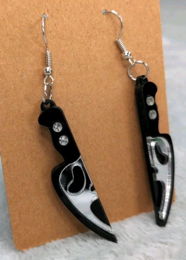 Ghostface Knife Earrings Dangle Scream Horror Movie Inspired