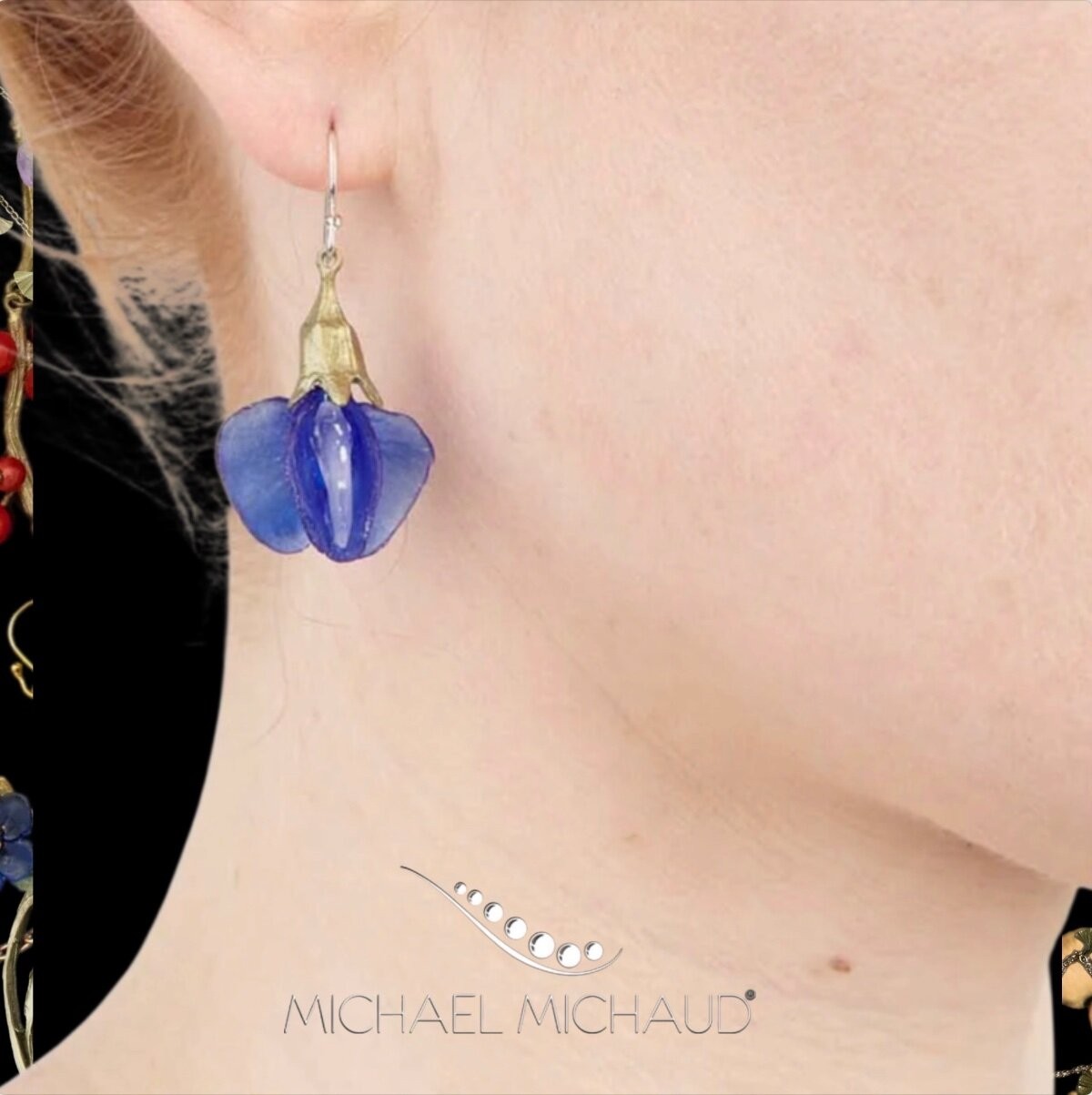 Michael Michaud False Indigo Earrings Drop Handcast Botanical Jewelry Nature Gif
