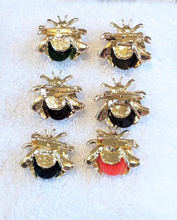 Multi Color Rhinestone Ladybug Set of 6 – 3/4″ x 3/4″ Scatter Pins