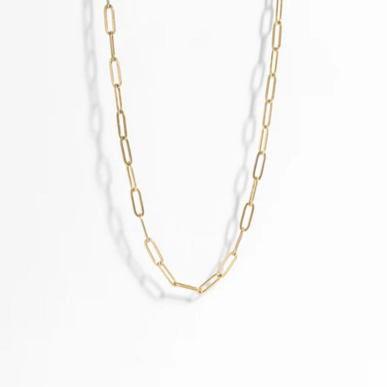 Paper Clip 4mm Chain Necklace Stainless Steel 18k Gold NEW LOWEST PRICE
