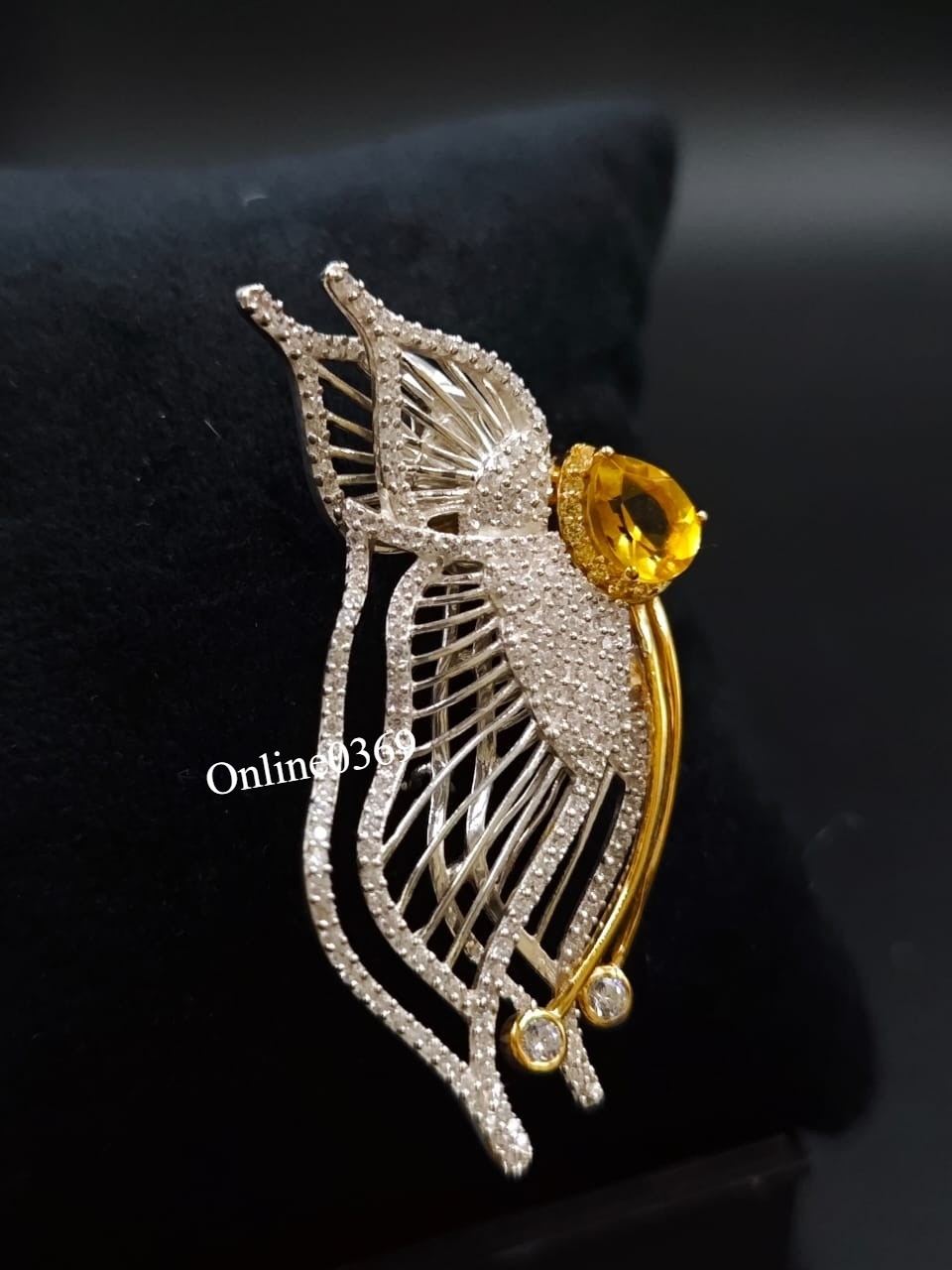 Surprise Gift For Husband Lab Created Diamond Butterfly Shape Brooch Pin 925 SS