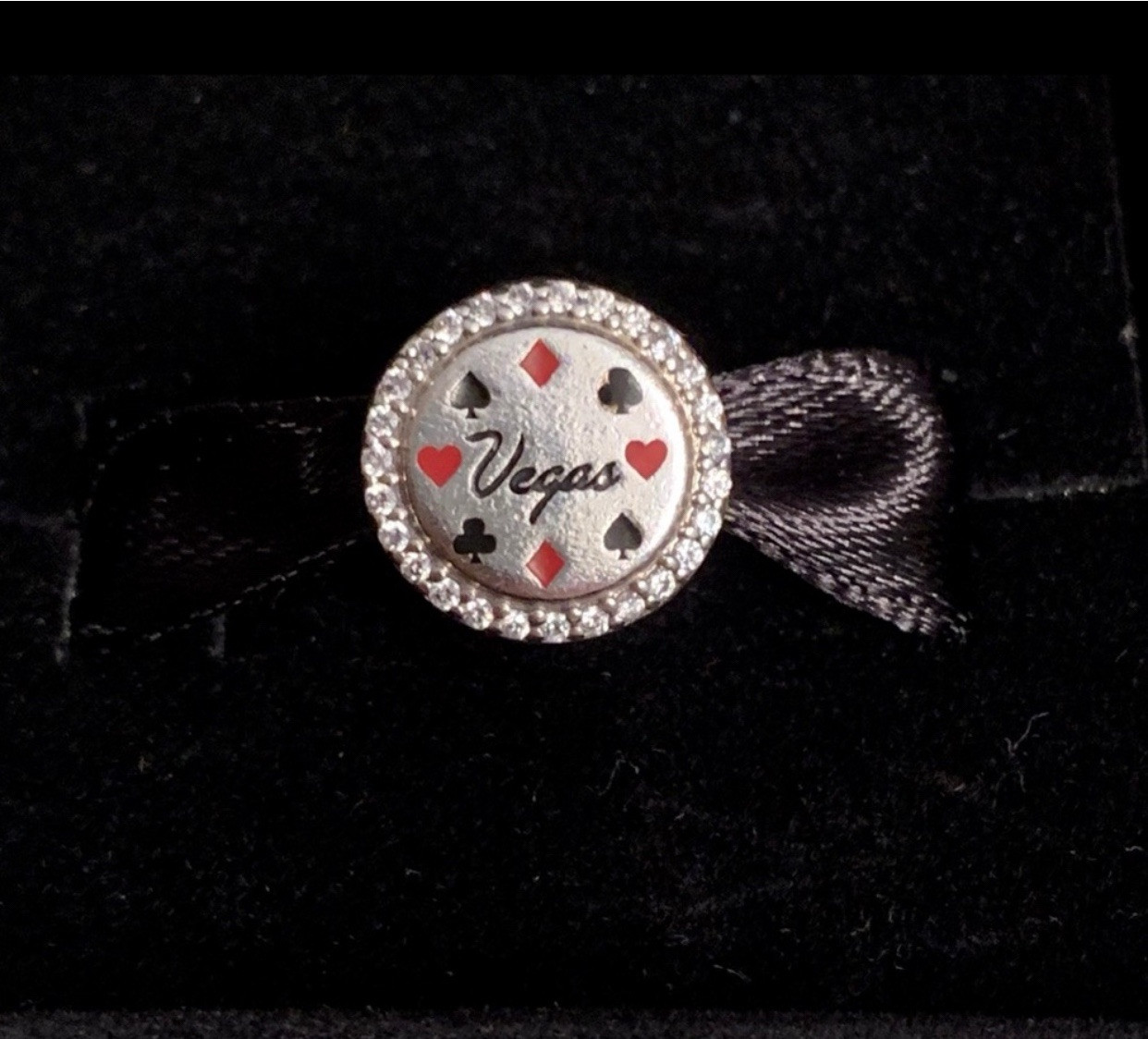 Genuine Pandora S925 Silver *RETIRED* Las Vegas Player Doubled Sided CZ Charm