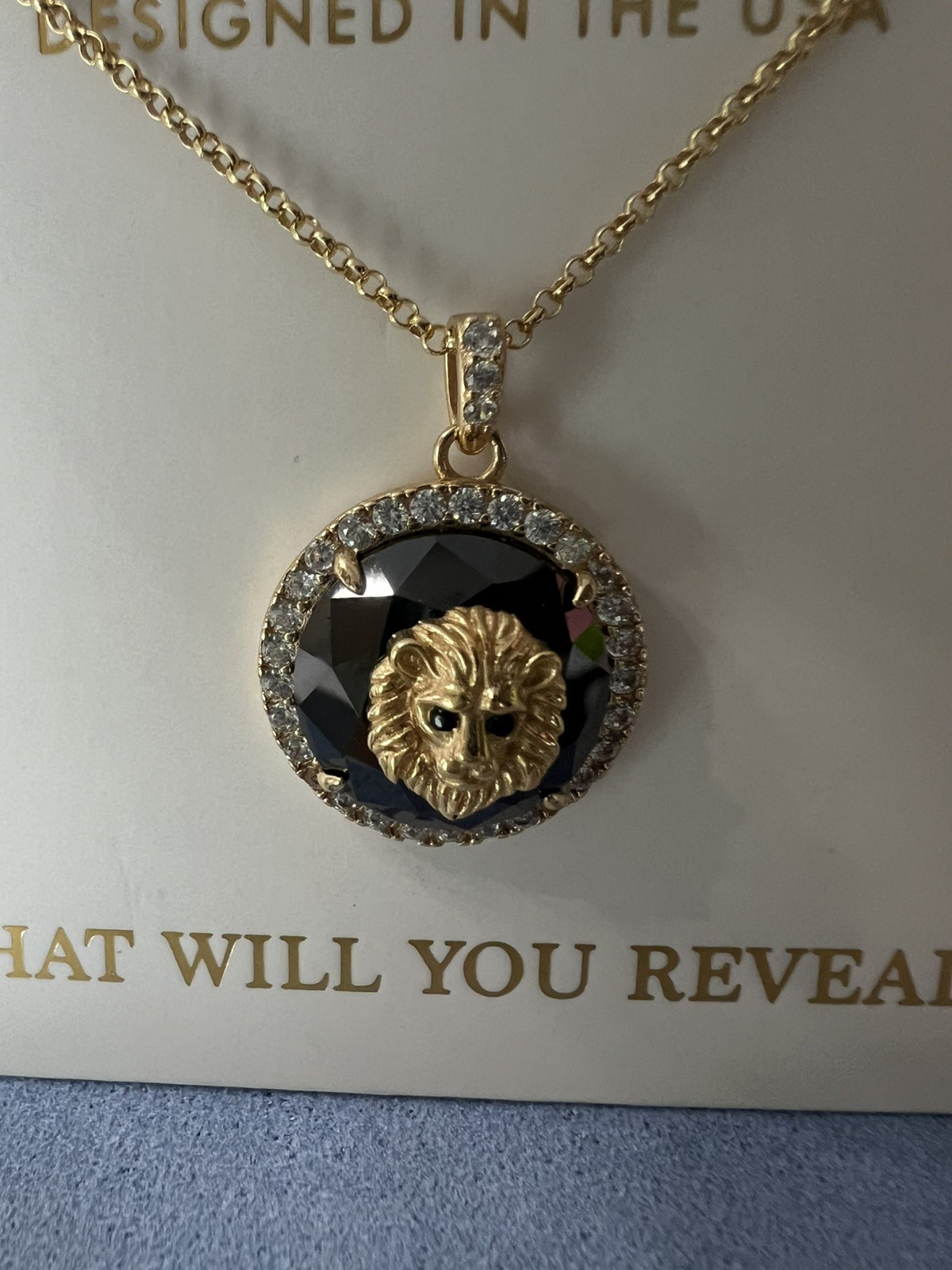 Bomb Party Vermeil “She Rules with Grace” Black onyx & Diamond CZ LION