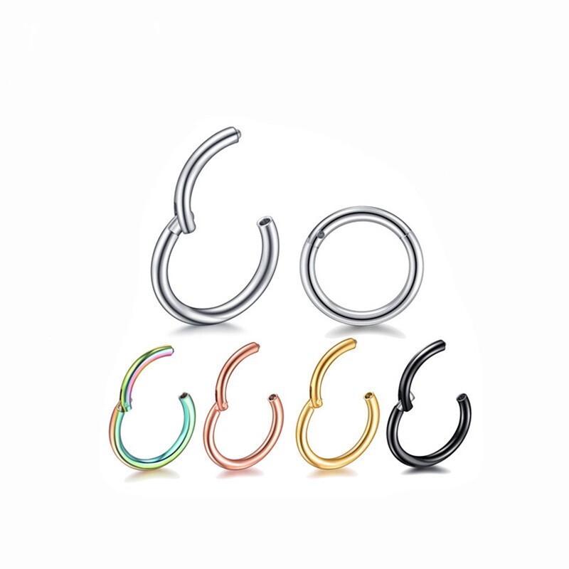 1Pc Seamless Hinged Segment Sleeper Clicker Ring Hoop Ear Lip Nose Septum Pierce