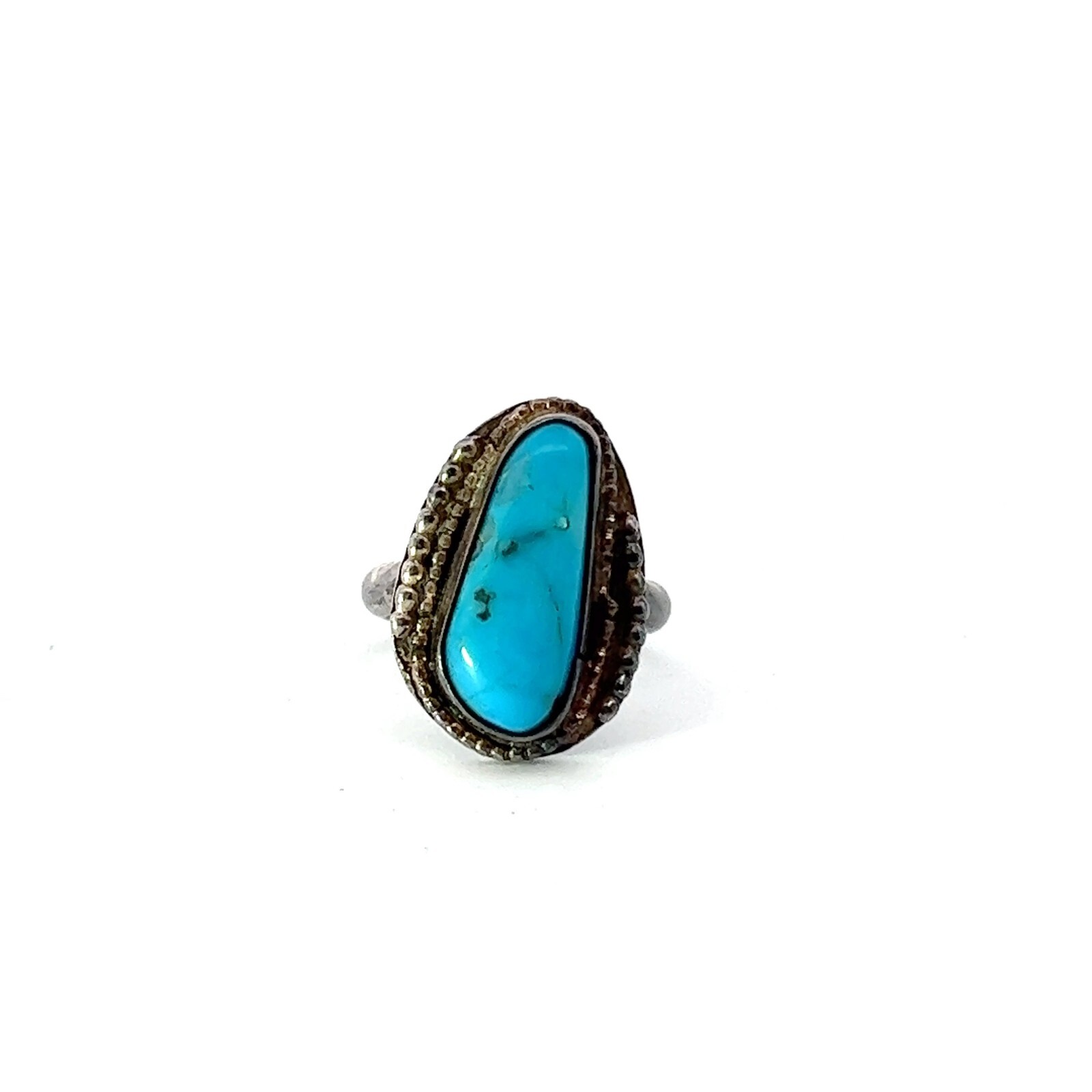 Sterling Silver 21mm Blue Natural Turquoise Western Southwestern Ring