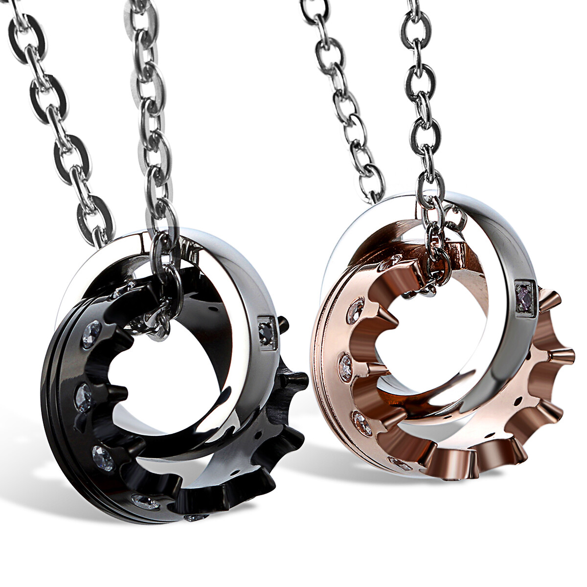 His&Hers Stainless Steel Crown Matching Pendant Necklace Couple Valentine’s Gift