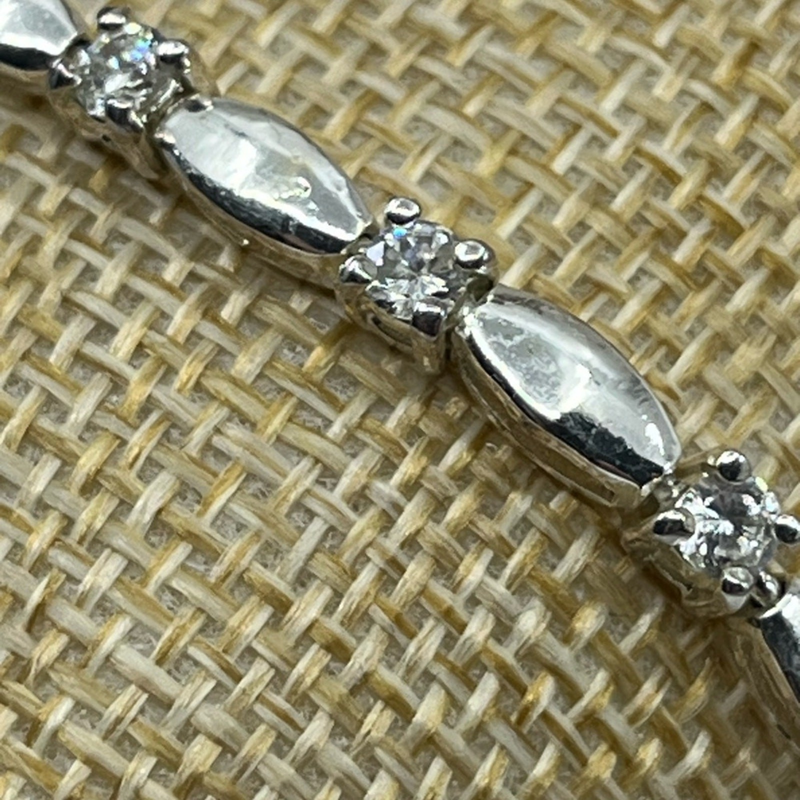 Vintage 7″ Sterling Silver Marquise & Round CZ Bracelet