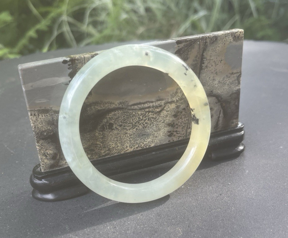 7-3/4″ Green Jade Bangle Bracelet 60mm 45grams 1.6ounces 10mm