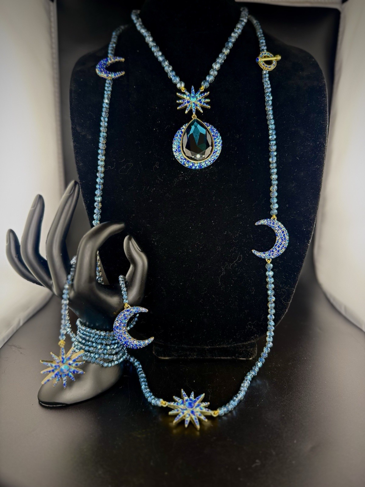 *EXTREMELY RARE* Sapphire Blue Signed Heidi Daus Twighlight Trilogy 3 PIECE Set!