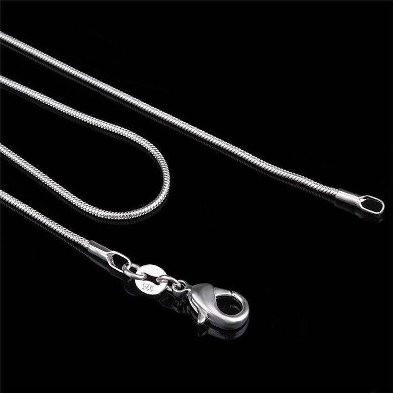 Fashion 925 Sterling Silver Lobster Clasp Snake Chain 20″ For Pendant Necklace
