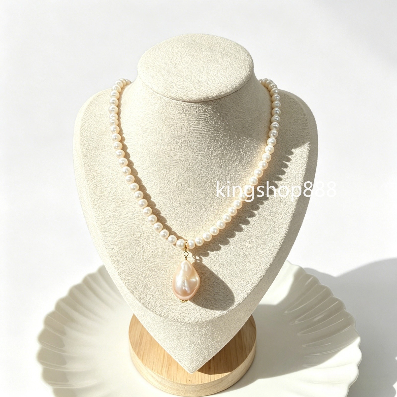5.5mm Natural Freshwater Keshi Pearl Choker Removable Baroque Pendant Necklace