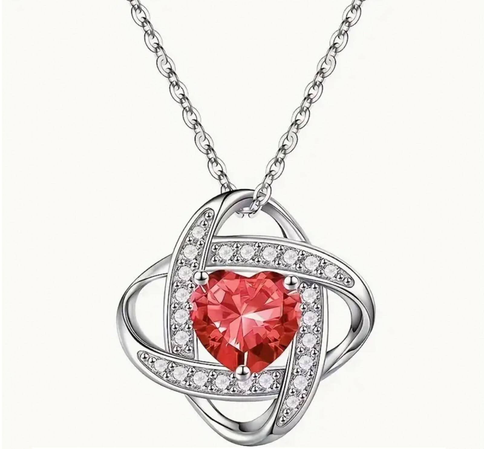 Elegant Birthstone Love Knot Pendant Necklace, Jewelry Gift for Women, Teens