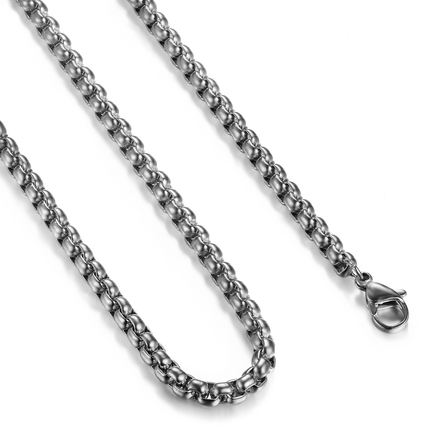3/4MM Men Women Rolo Cable Wheat Chain Link Stainless Steel Necklace 22″/ 24″