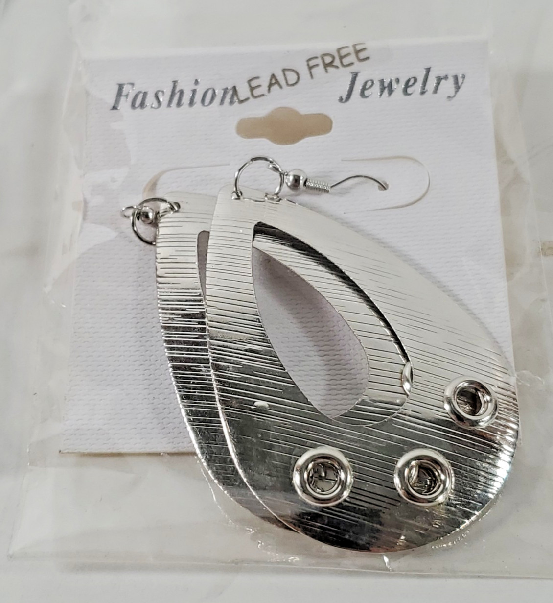 Lot Of 2 Silver Tone Teardrop Dangle Earings Lead Compliant- Lead Free 2 1/4″