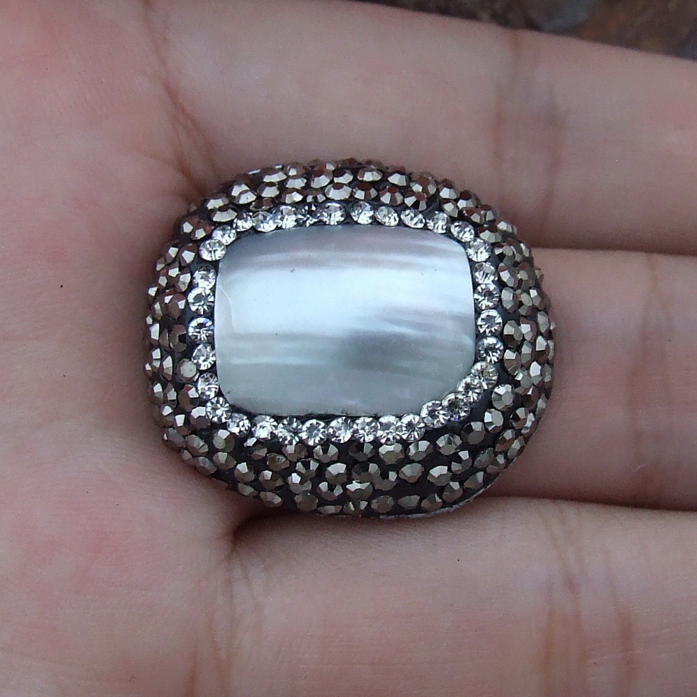 23x26MM Natural Rectangle White Shell Ring free shipping