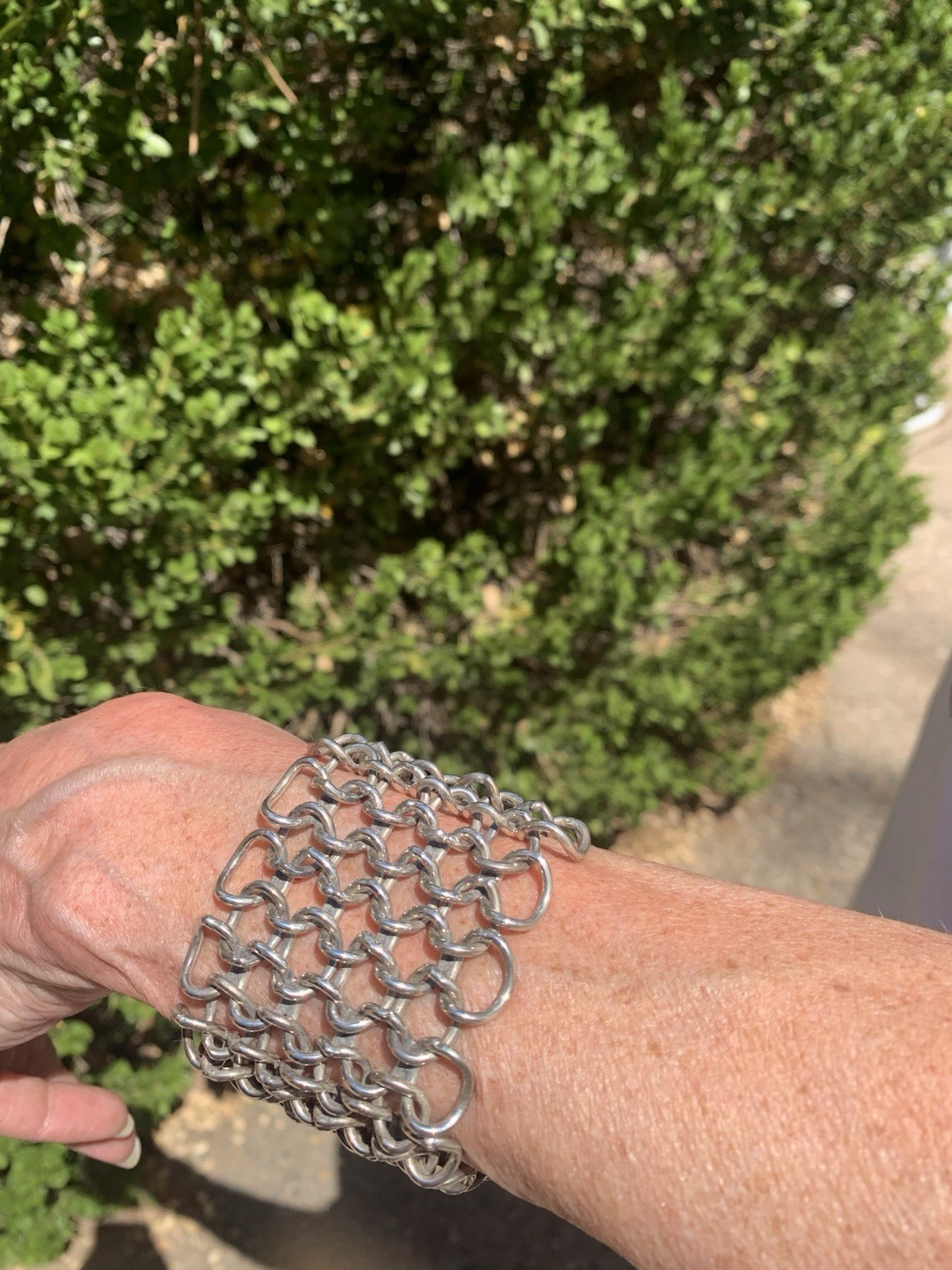 Vintage Sterling Silver Multi-Strand Chainmail Warrior Cuff Bracelet – 106 grams