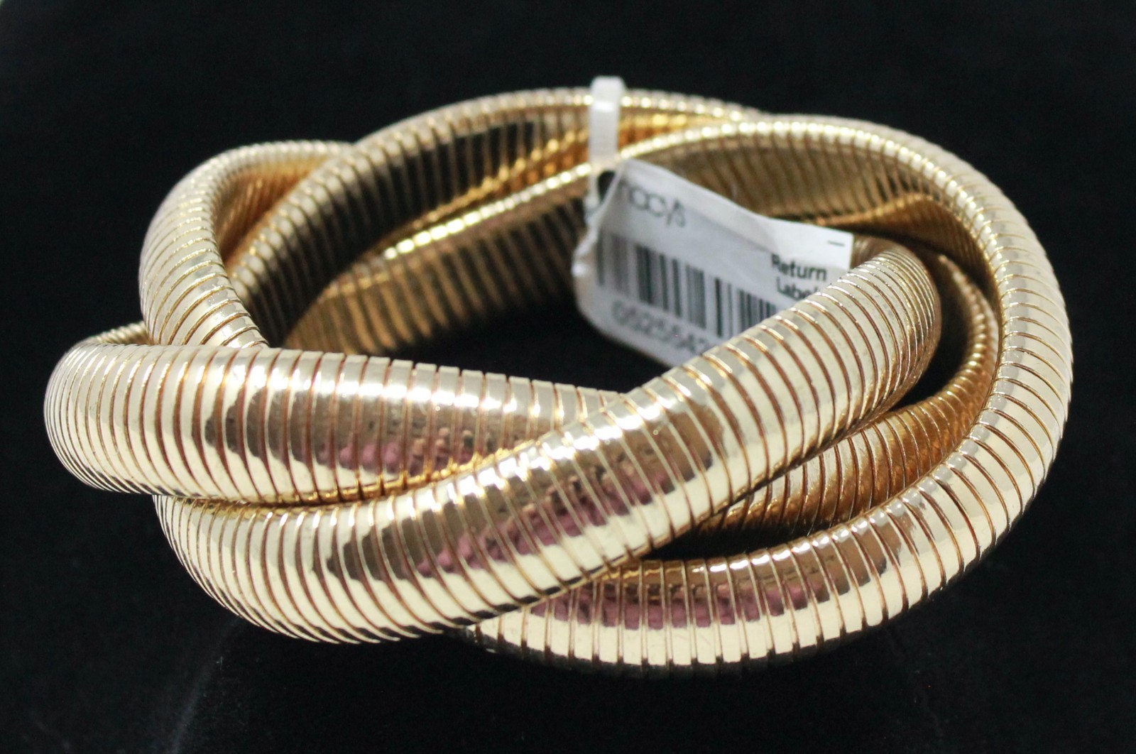 New Gold Triple Wide Large Tubogas Cobra Snake Omega Stretch Bangle Bracelet