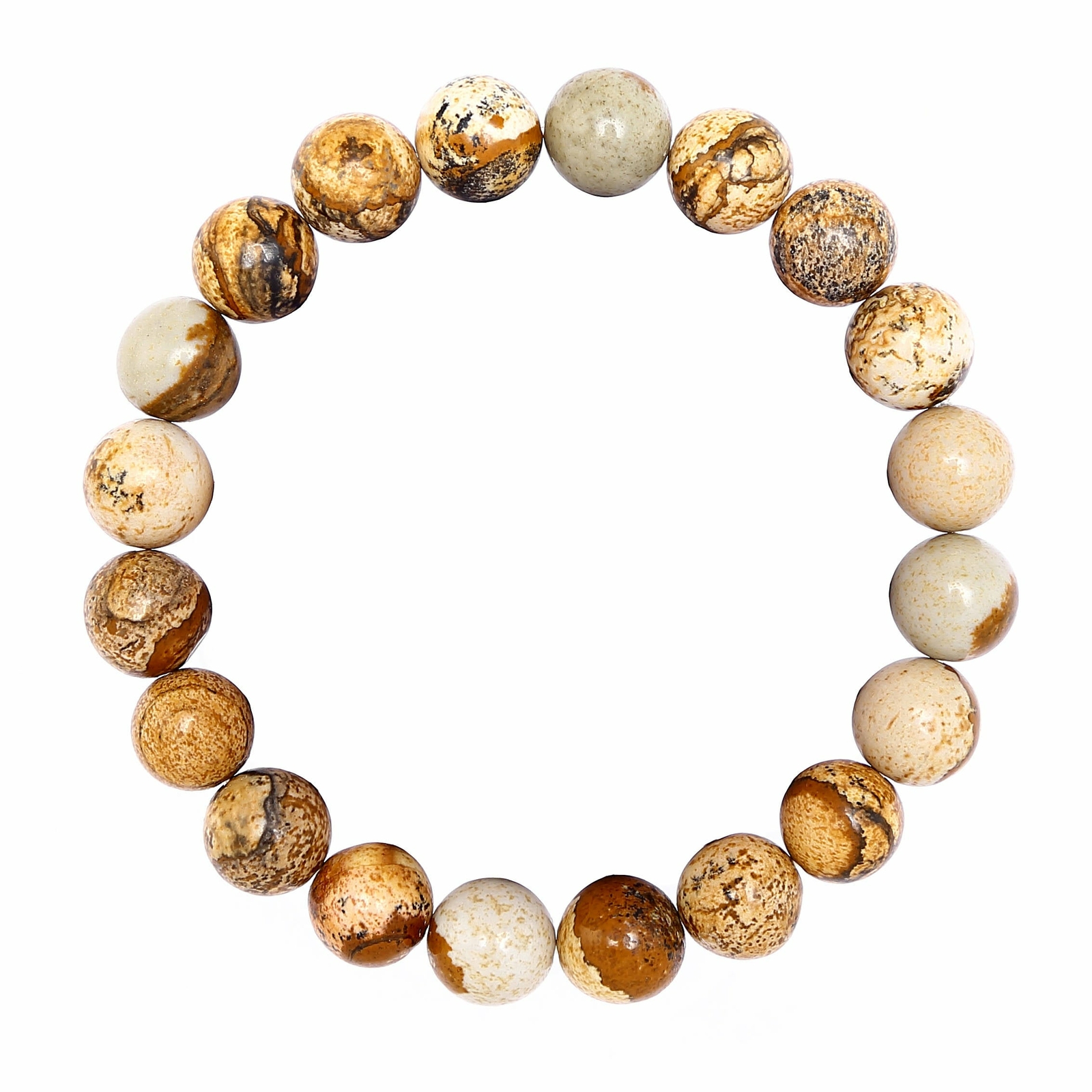 Picture Jasper Bracelet Smooth Round Size 8mm 10mm 7.5″ Length