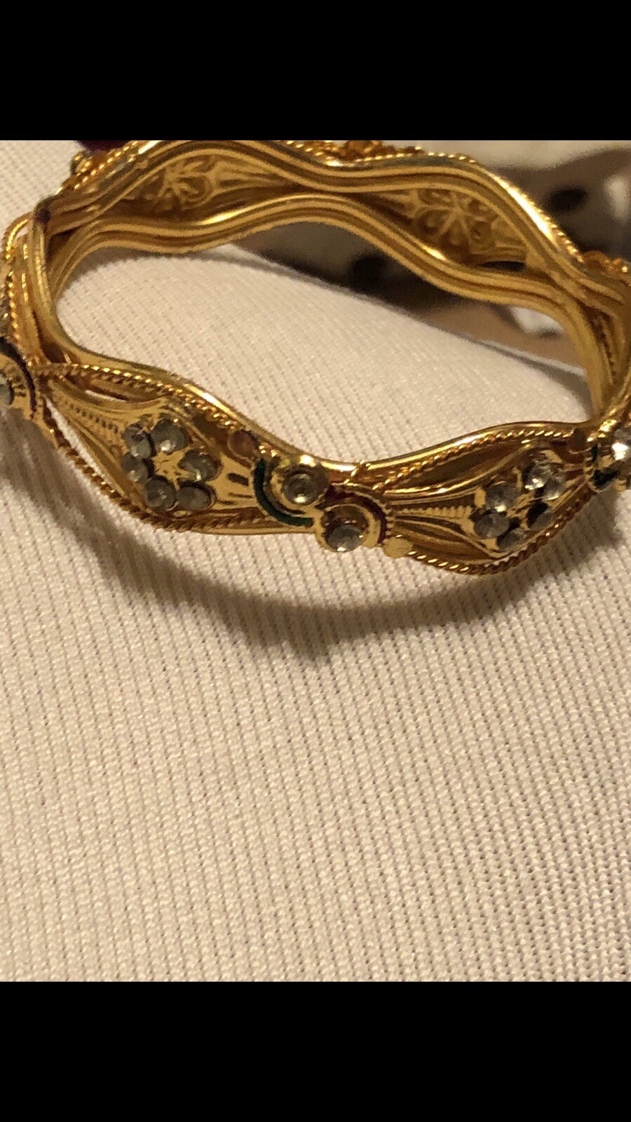 Woman’s Rhinestone Bangle From India Measuring 2 1/4 Inch’s Across