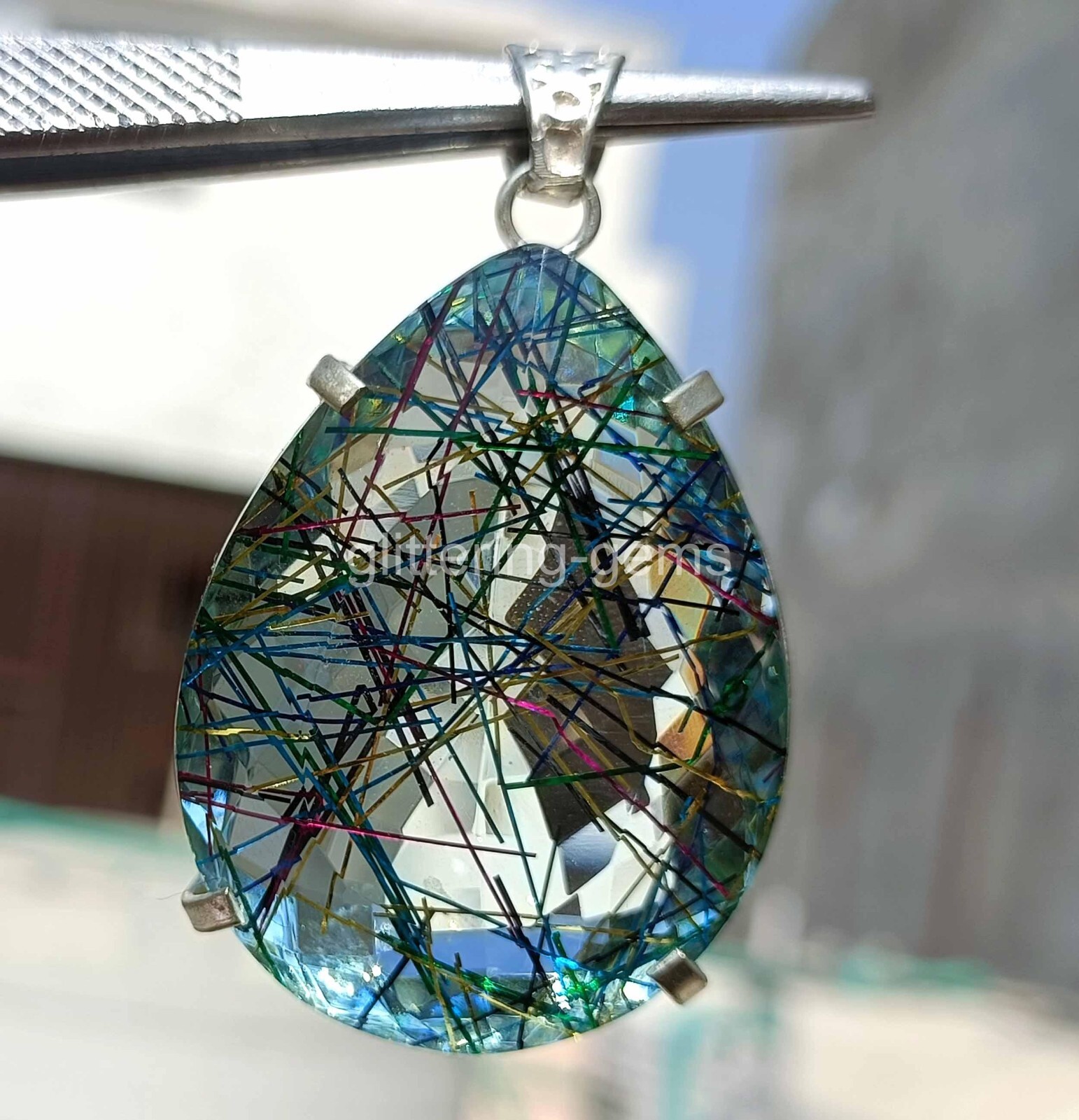 New in Box 165 Ct Rutilated Quartz Pendant 925 Solid Silver IGL Certified 5DNQ
