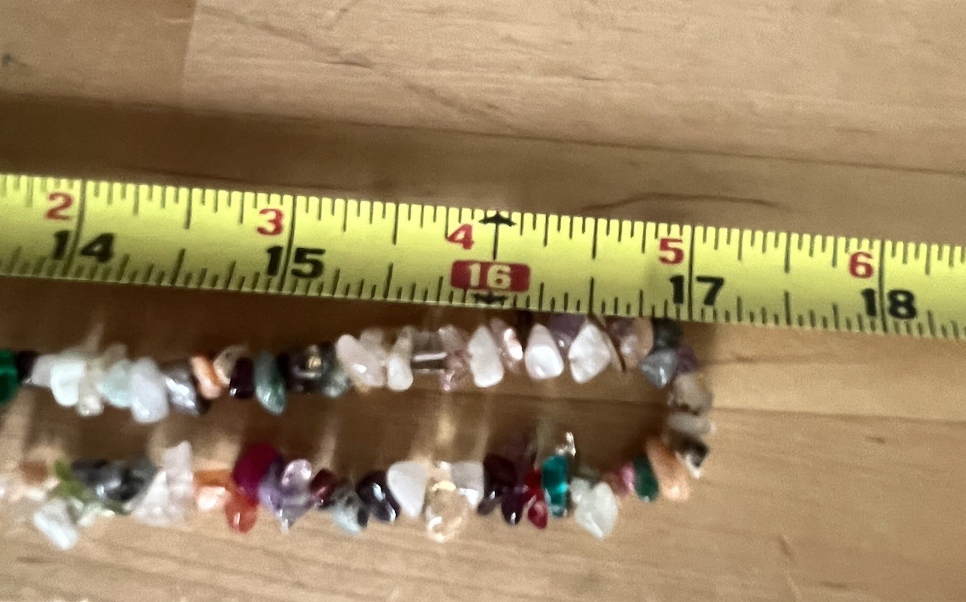 VIBRANT MULTI-COLORED IRREGULAR CHIP-SHAPED NATURAL GEMSTONE BEAD NECKLACE 34”
