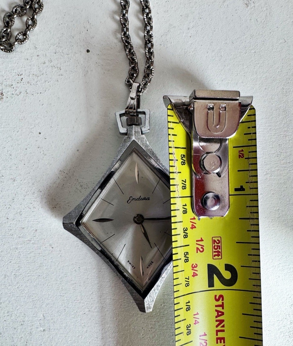 Vintage Endura Swiss Made Pendant Watch Necklace Piece Necklace MCM Modern