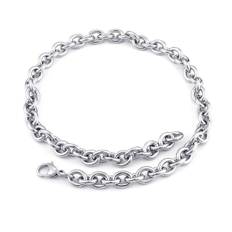 High Polished Stainless Steel Solid Rolo Link Chain Necklace For Mens 10mm 28”