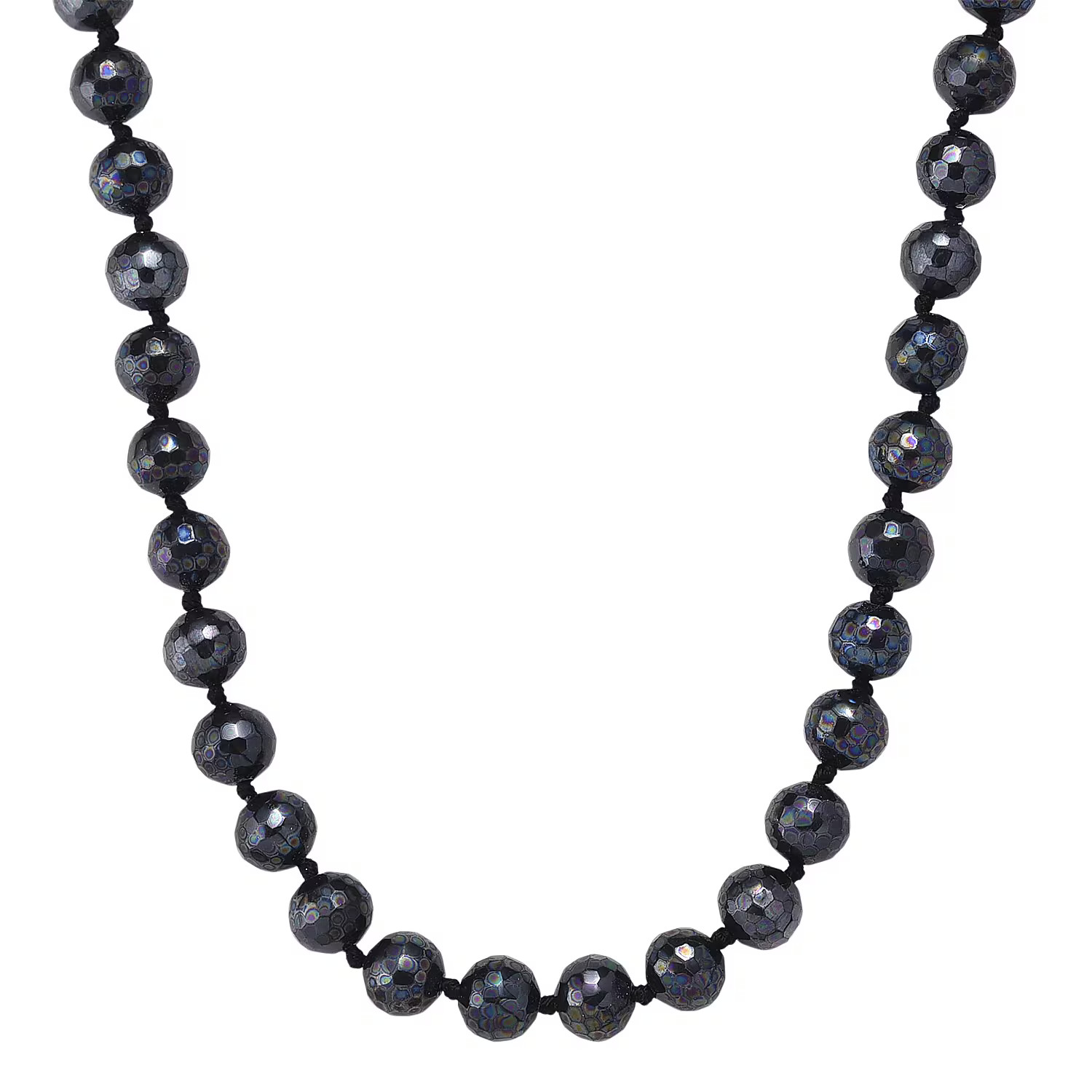 Doorbuster Faceted Peacock Color Shell Pearl Necklace 18-20 Inches in Stainless