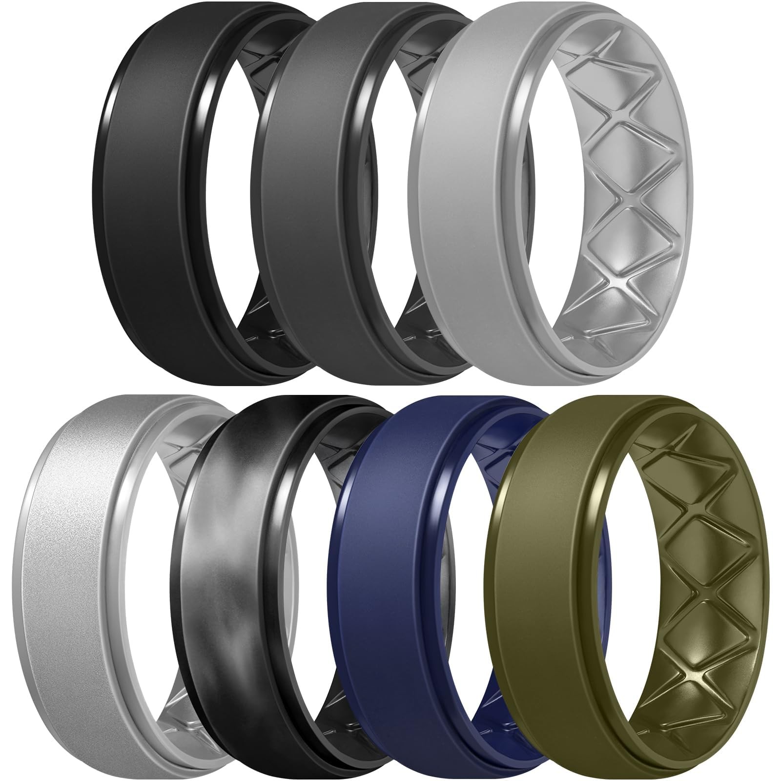 Egnaro Men’s Rings 8.5mm Wide-2mm Thick Inner Arc Ergonomic Breathable Rubber