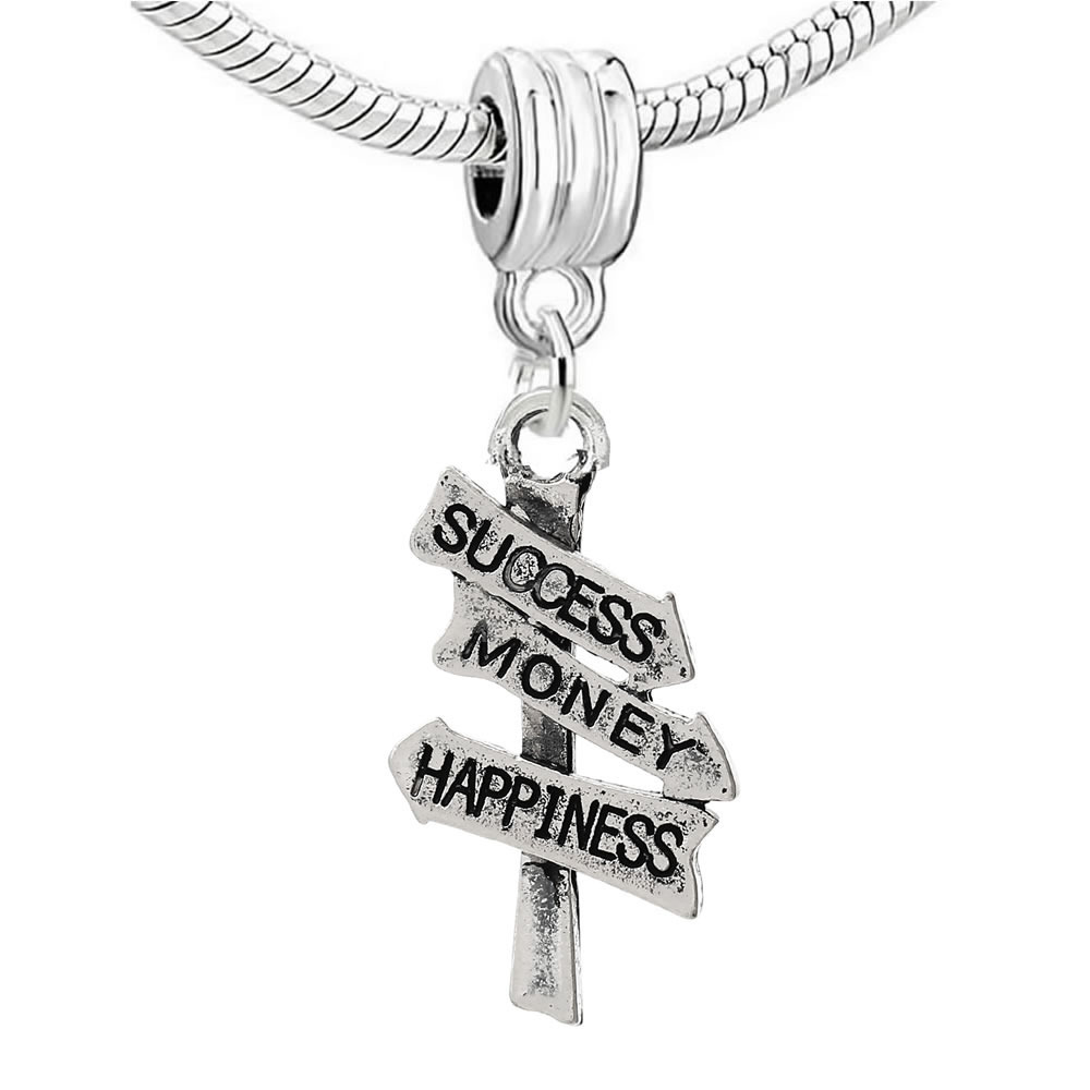 “Success, Money, Happiness Vinatage Road Sign” Charm Bead for All …