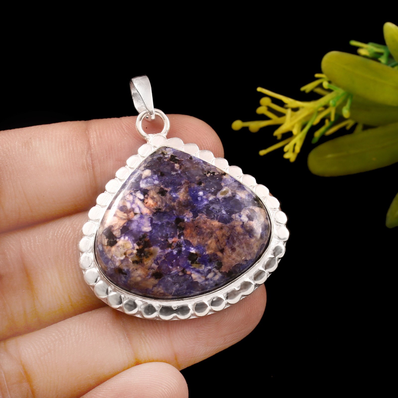 Sodalite Gemstone Heart Pendant 925 Sterling Silver Handmade Jewelry For Gift