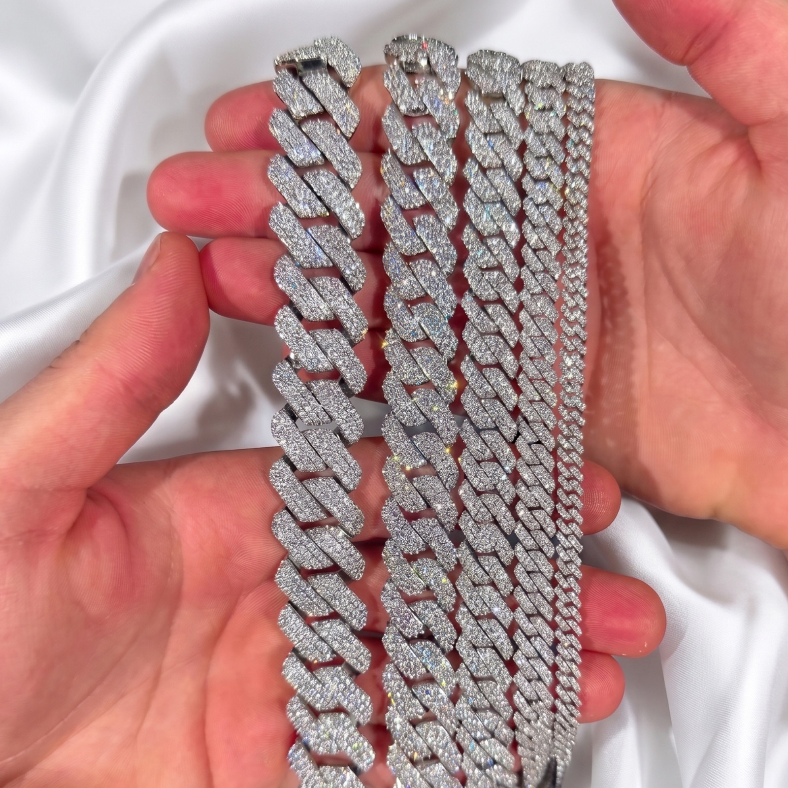 925 Sterling Silver Cubic Zirconia Cuban Link Chain, Gift For Her Jewelry