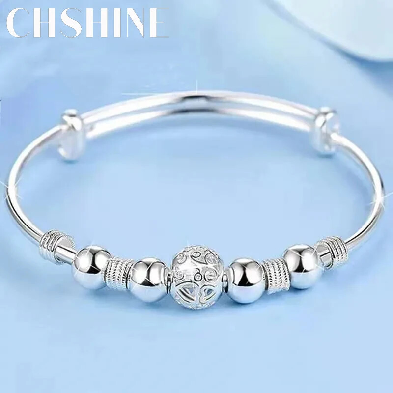 CHSHINE 925 Sterling Silver Charm lucky beads Bangles bracelets fashion jewelry