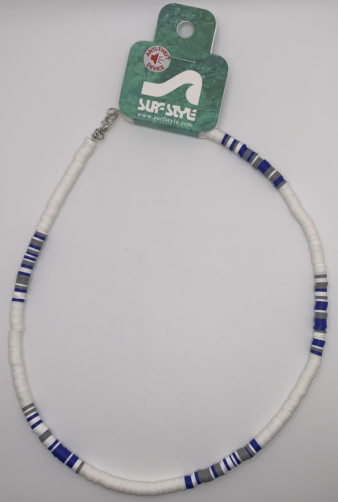 Surf Style Necklace Blue White Gray Aqua Beads Adjustable 18″ 136240 BOGO!