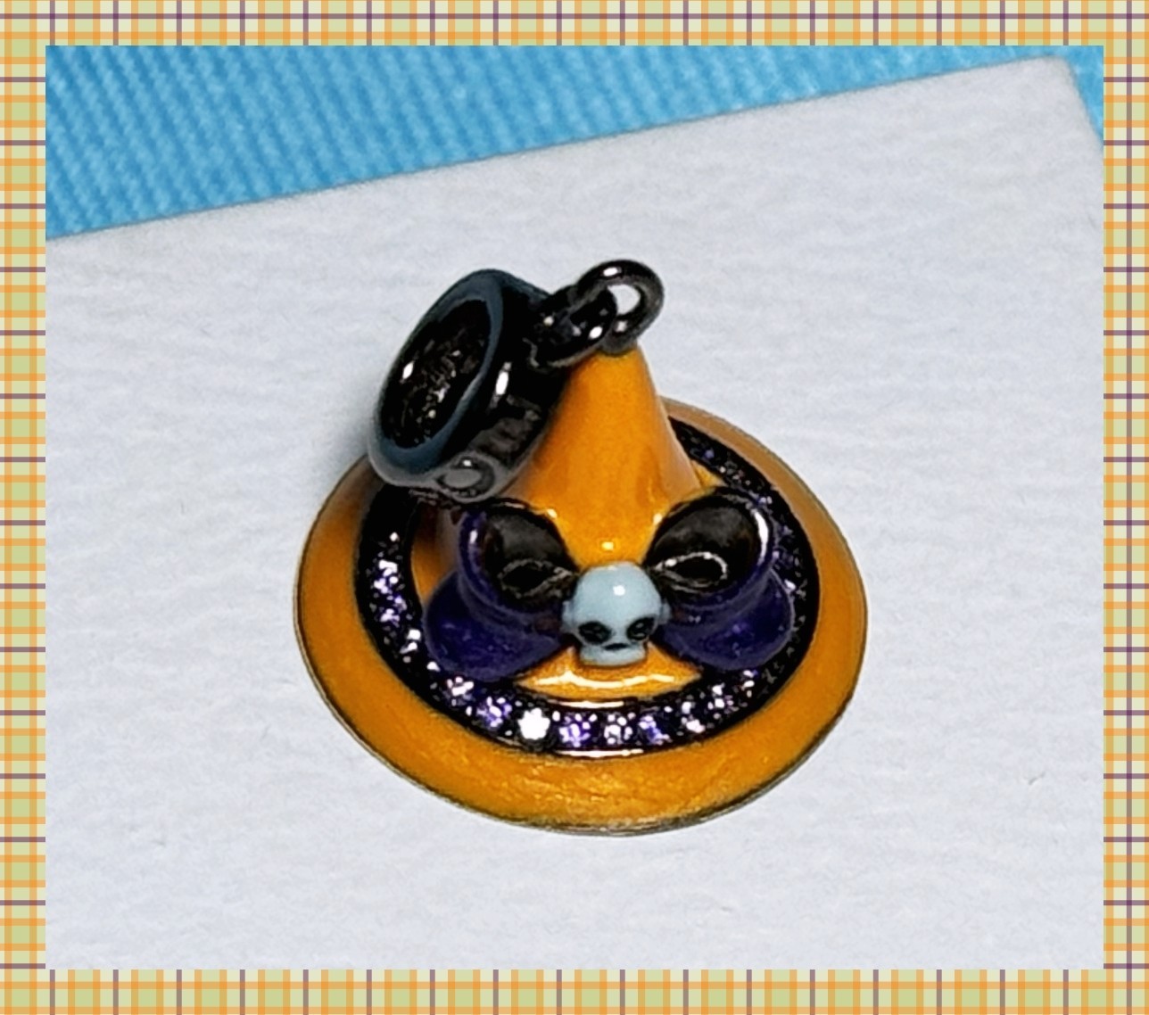 Gnoce Magic Hat Witch Skull Halloween Dangle Bead Charm Sterling Silver S925 CZ