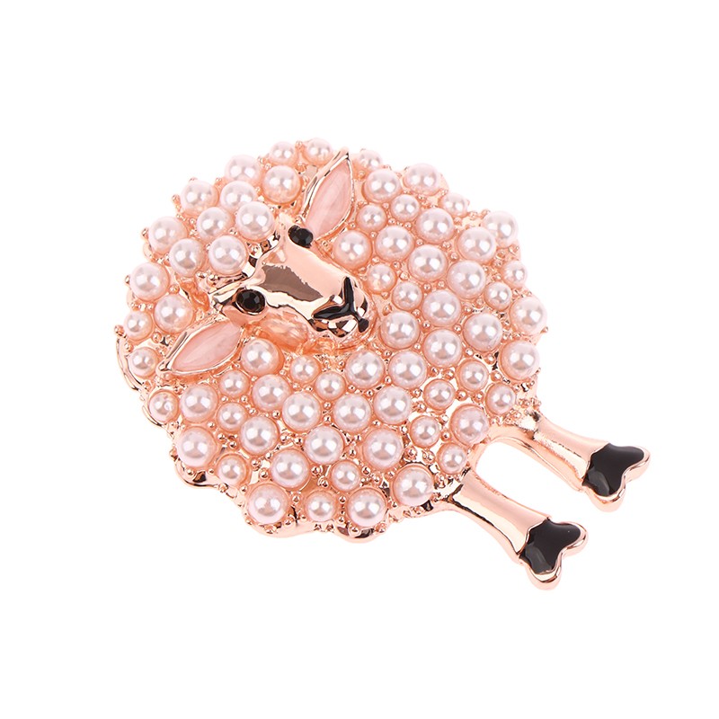 Cartoon Animal Brooch Inlaid Pearls Lucky Lovely Sheep Brooch Alloy Brooch Gift