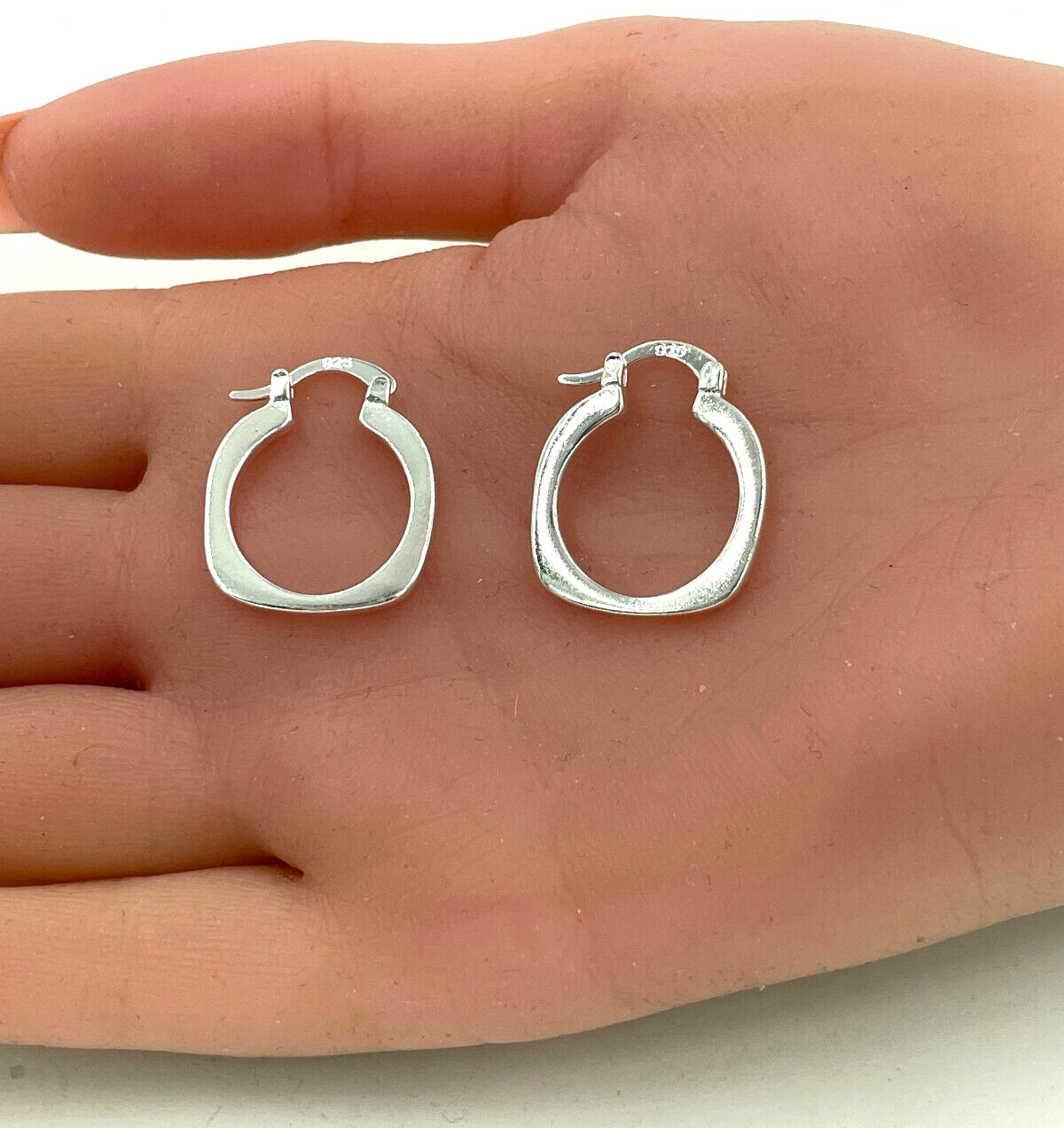 Solid Square Loop Earrings Sterling Silver