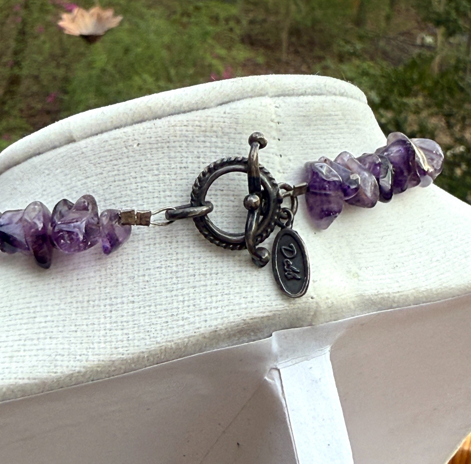 Vtg Genuine Amethyst Chip Crystal Stone Beaded Necklace 17 Inches Boho Purple