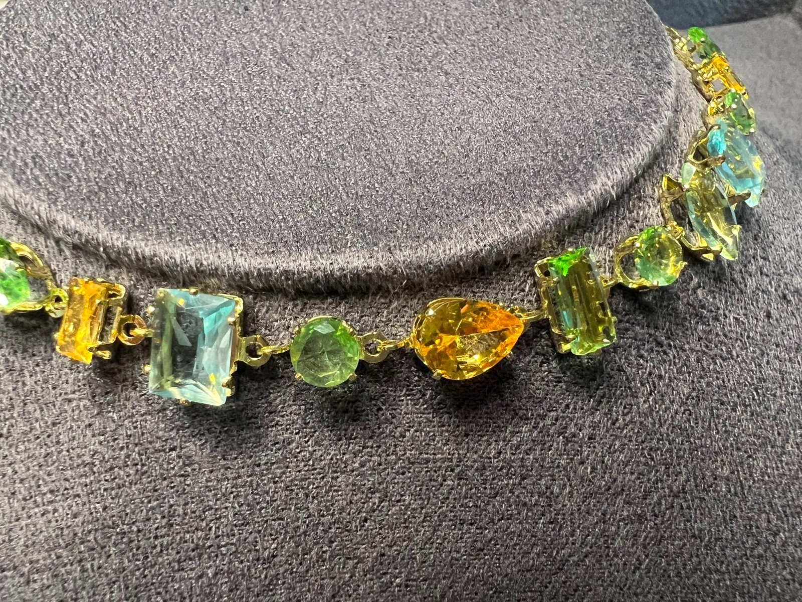18K Gold Plated Crystal Zircon Bracelet Green Blue Yellow Pave Adjustable 21cm