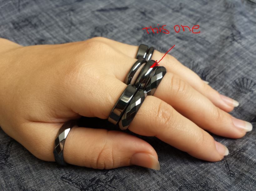 MAGNETIC Hematite Ring.Unus. silver-black.Men Women 6mm wide All sizes 5,6,7,8,9