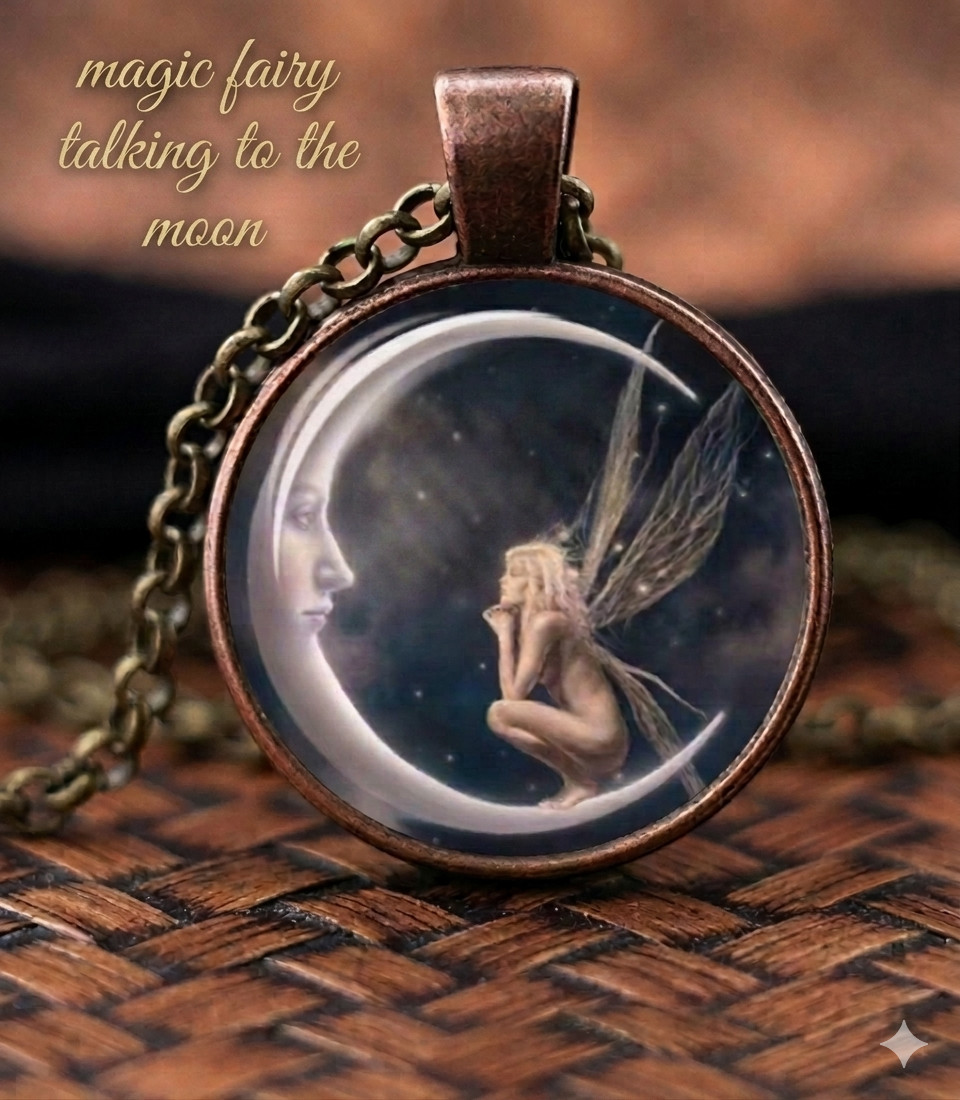 FAIRY DREAM HALF MOON CELESTIAL 20″ NECKLACE SHIPPED FROM THE USA🇺🇸