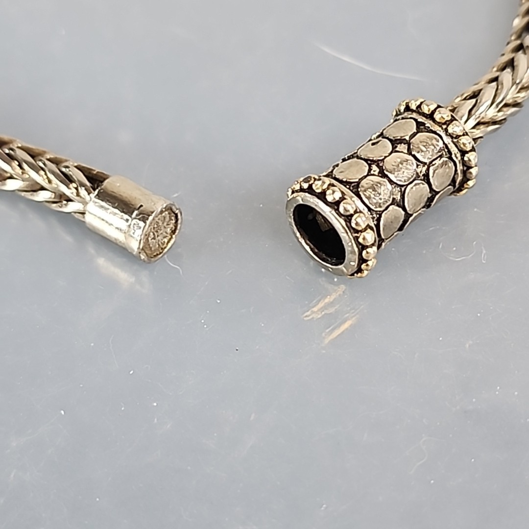Vintage FoxTail Necklace Silver Magnetic Clasp Braided Rope Chain