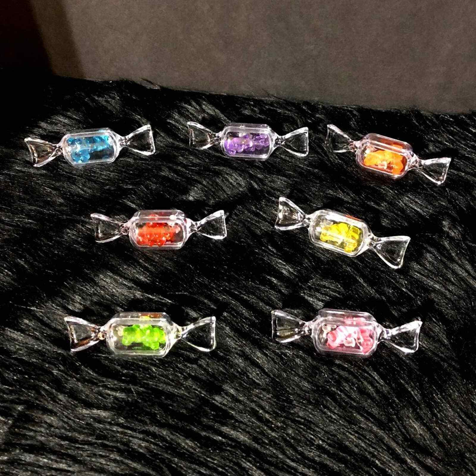 Candy Colored Resin Gummy Bear Stud Earring Pair in Clear Candy Shaped Box~~NWOT