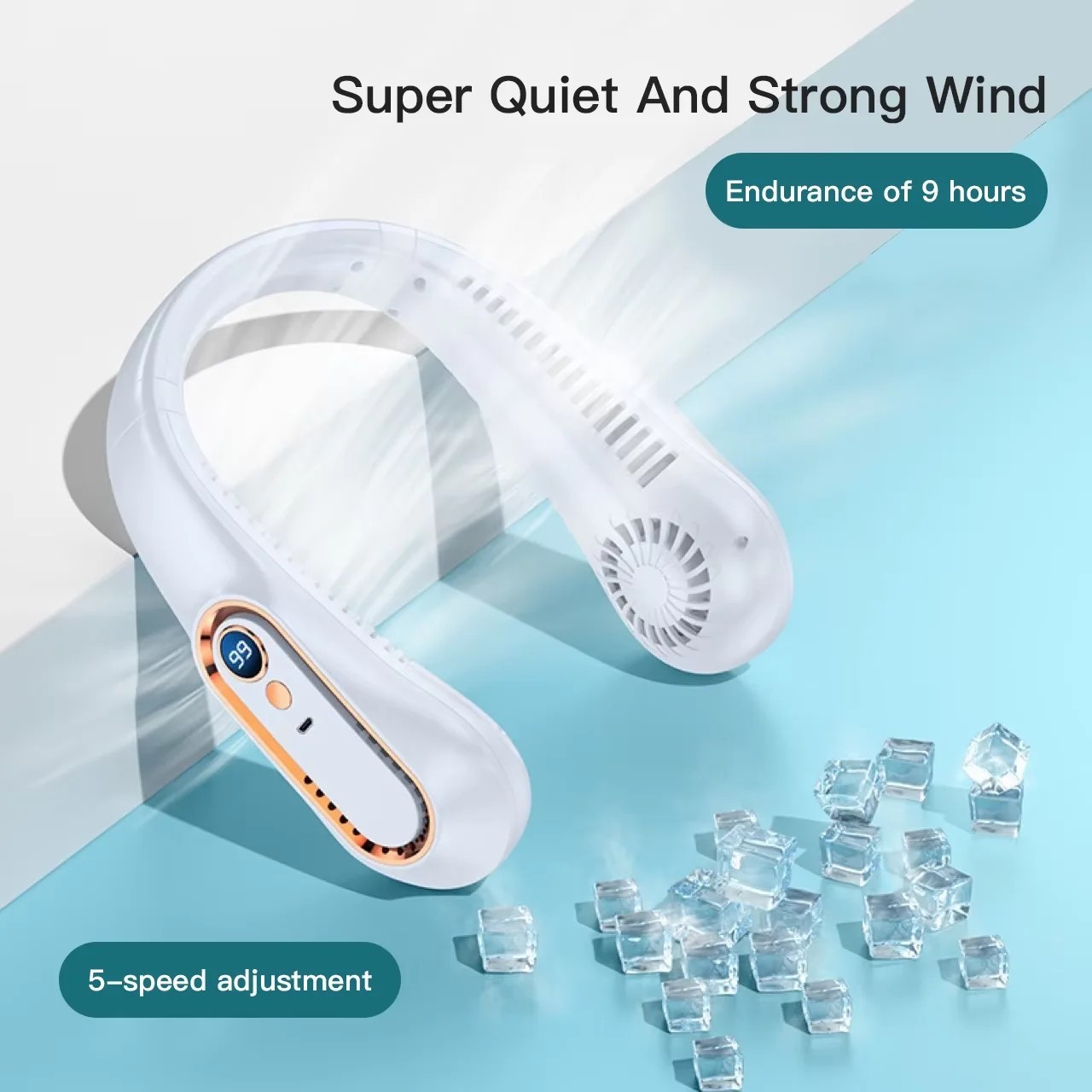 Neck Fan Hands Free Bladeless Cooling Fans USB Rechargeable Portable Hanging UK