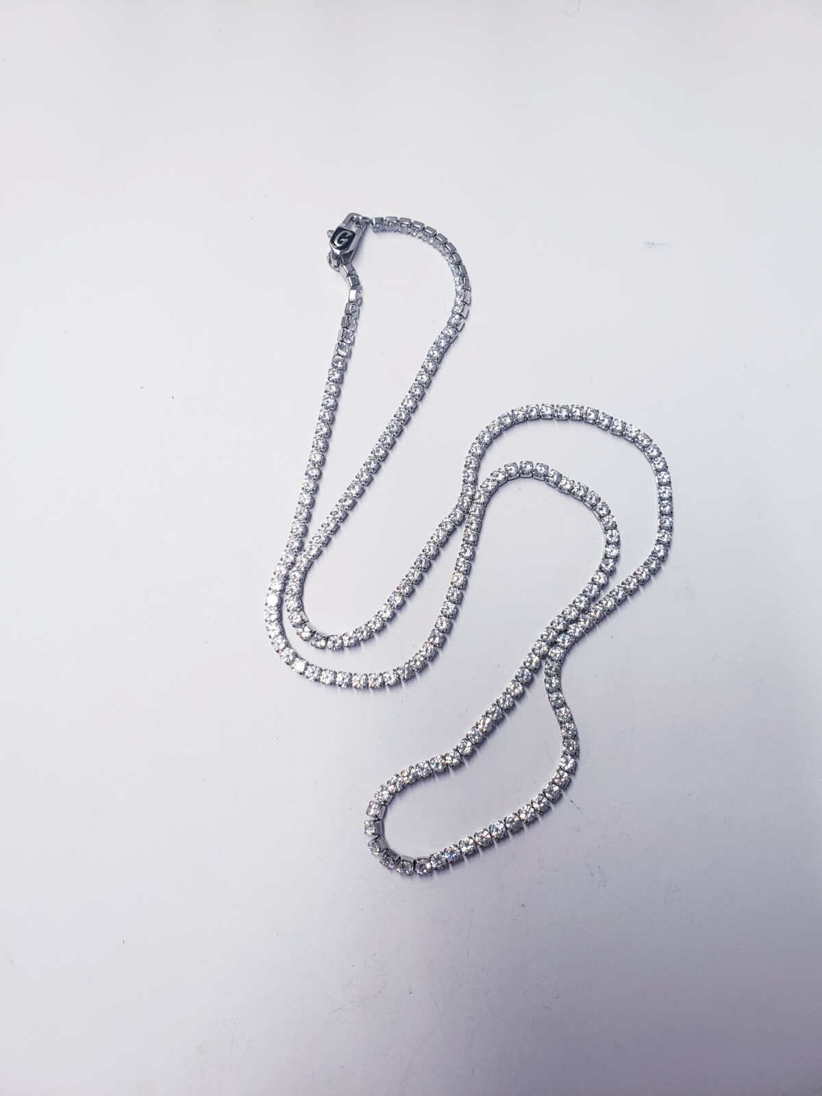GLD SHOP Cubic Zirconia Tennis Necklace in White Gold Tone – 3mm 22″