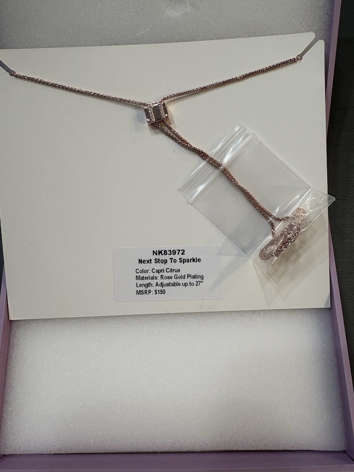 NK83972 Next Stop To Sparkle Color: Capri Citrus Materials: Rose Gold Plating